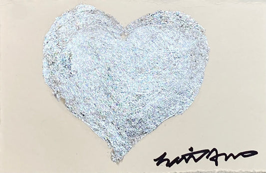 Shine 2- silver leaf mini heart on paper