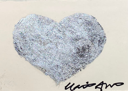 Shine 3- silver leaf mini heart on paper