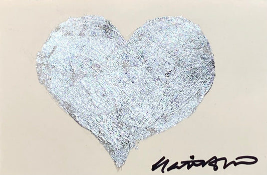 Shine 4- silver leaf mini heart on paper