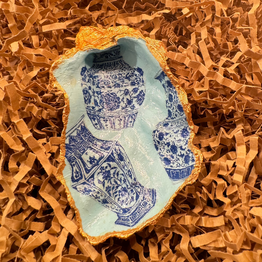 Oyster shell - Chinoiserie vase collection (4)