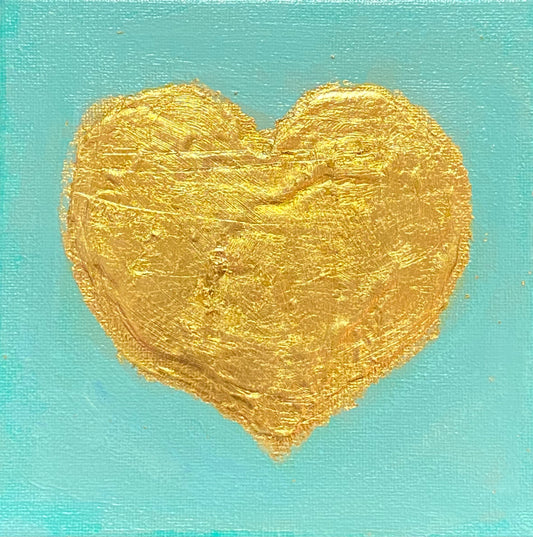 Gold heart - on canvas (6x6in)
