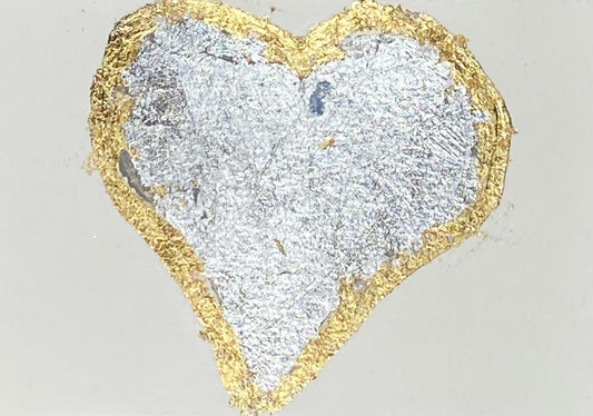 Divine - gold and silver leaf mini heart on paper