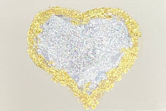 Dazzling - gold and silver leaf mini heart on paper (3x4.5)