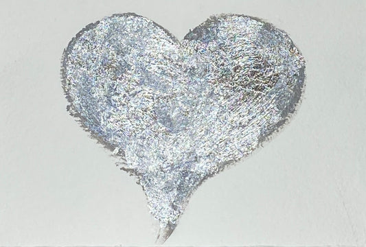 Hugs - silver leaf mini heart on paper