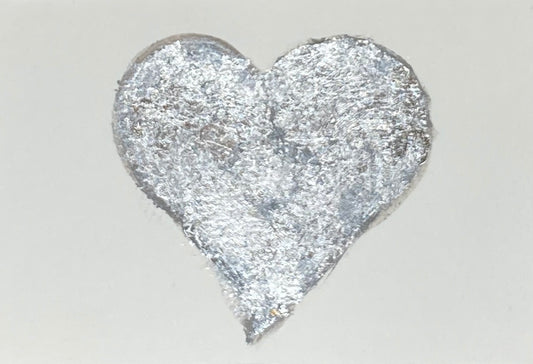 Shine on - silver leaf mini heart on paper