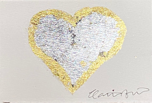 Twinkle - gold and silver leaf mini heart on paper