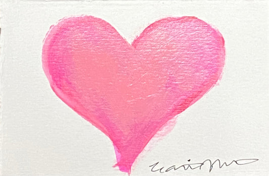 Think Pink - mini heart on paper (3x4.5)